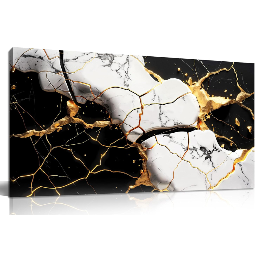 Resin Art Images - Black gold texture abstract image wall