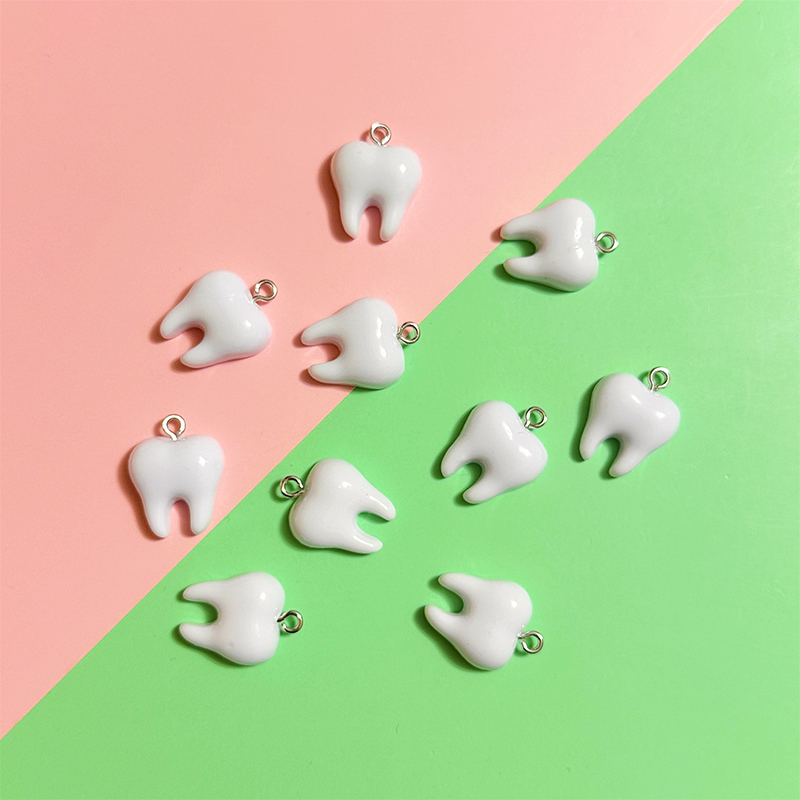 10pcs Cute White Teeth Resin P - đánh giá và giá Resin Art Supplies Near Me