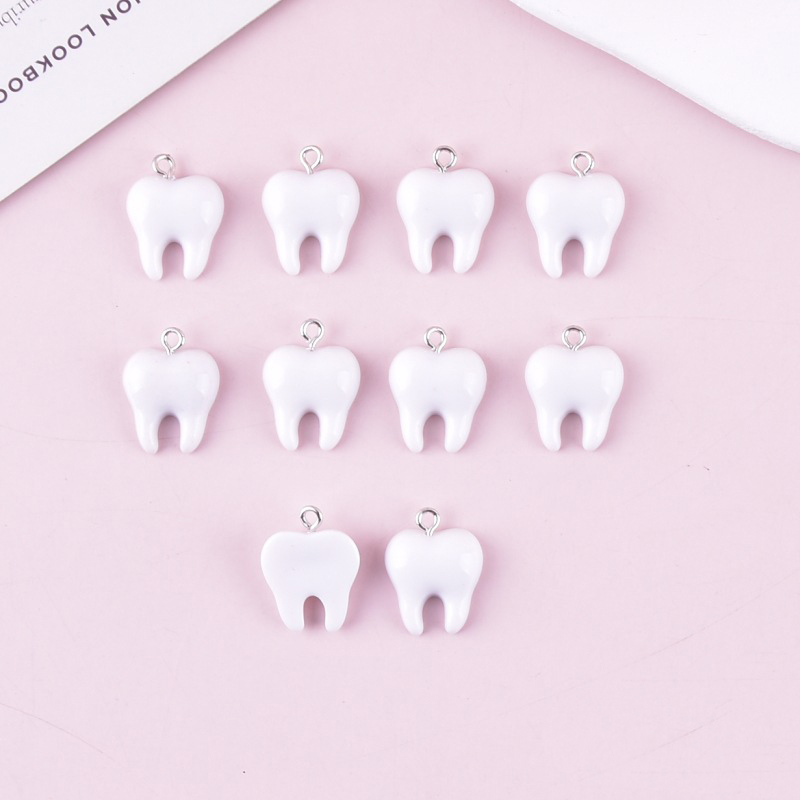 10pcs Cute White Teeth Resin P - đánh giá và giá Resin Art Supplies Near Me